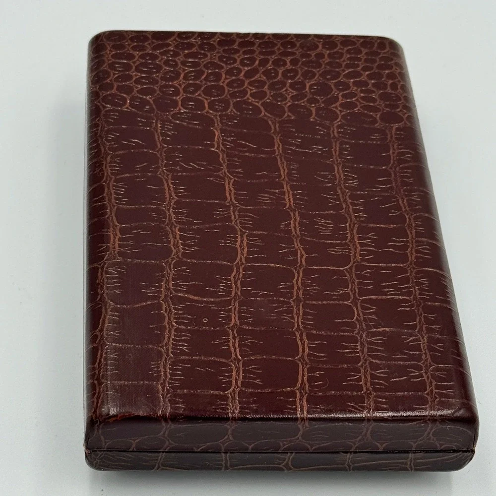 Vintage‎ Croc Style Jewelry Box Small Brown Hinged Case